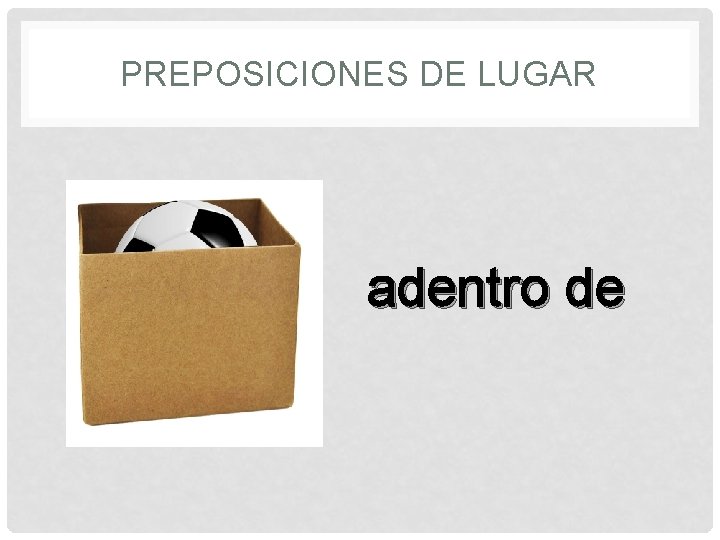 PREPOSICIONES DE LUGAR adentro de 