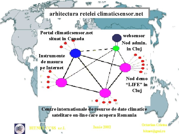 arhitectura retelei climaticsensor. net Portal climaticsensor situat in Canada websensor Nod admin. in Cluj