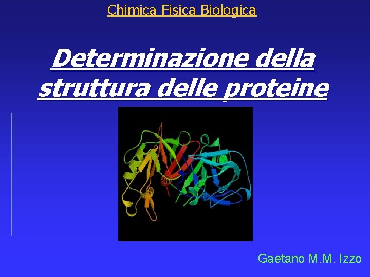 Chimica Fisica Biologica Determinazione della struttura delle proteine Gaetano M. M. Izzo 