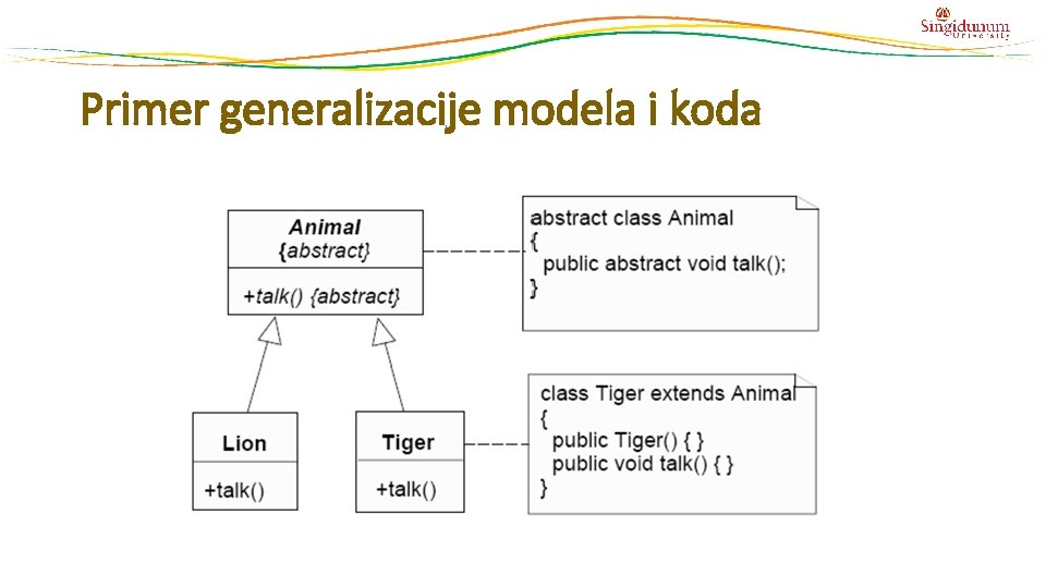 Primer generalizacije modela i koda 