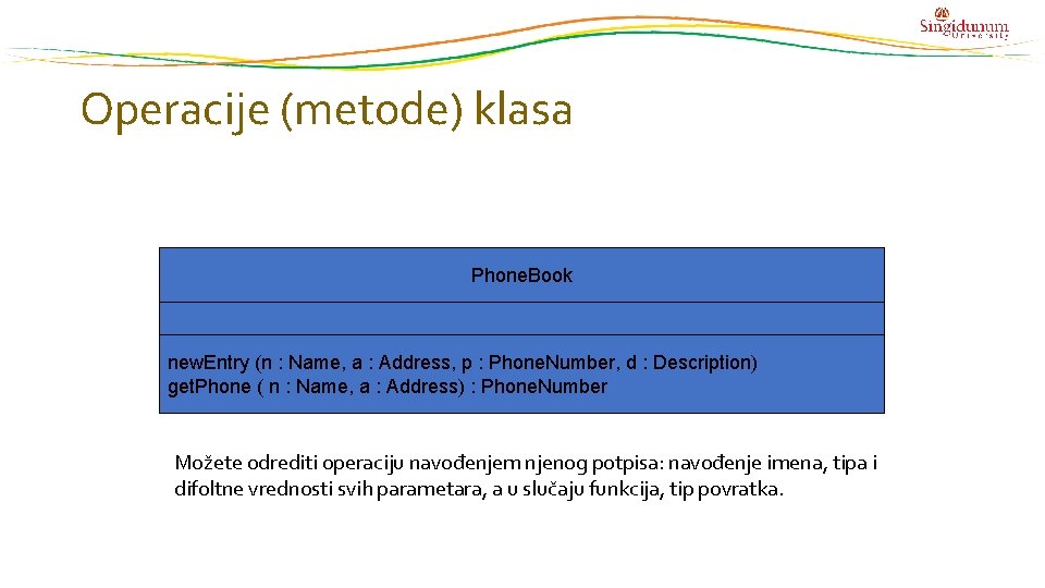 Operacije (metode) klasa Phone. Book new. Entry (n : Name, a : Address, p