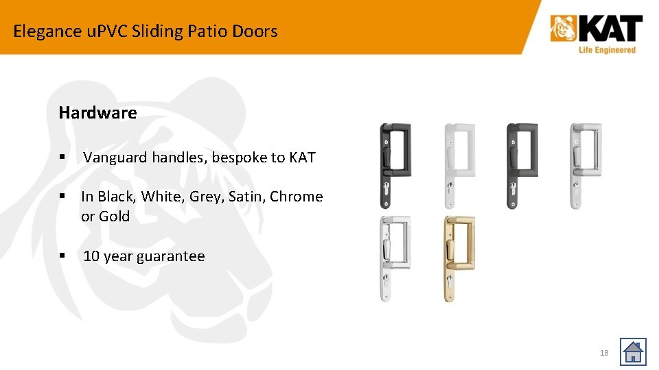 Elegance u. PVC Sliding Patio Doors Hardware § Vanguard handles, bespoke to KAT §