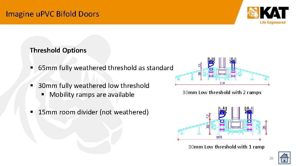 Imagine u. PVC Bifold Doors Threshold Options § 65 mm fully weathered threshold as