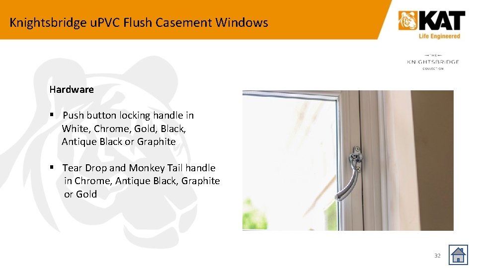 Knightsbridge u. PVC Flush Casement Windows Hardware § Push button locking handle in White,