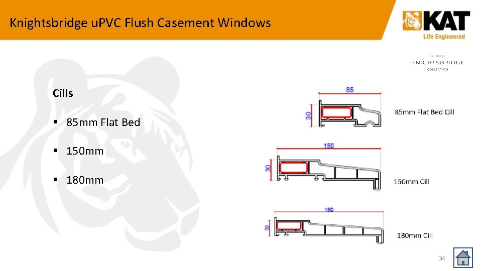 Knightsbridge u. PVC Flush Casement Windows Cills § 85 mm Flat Bed § 150