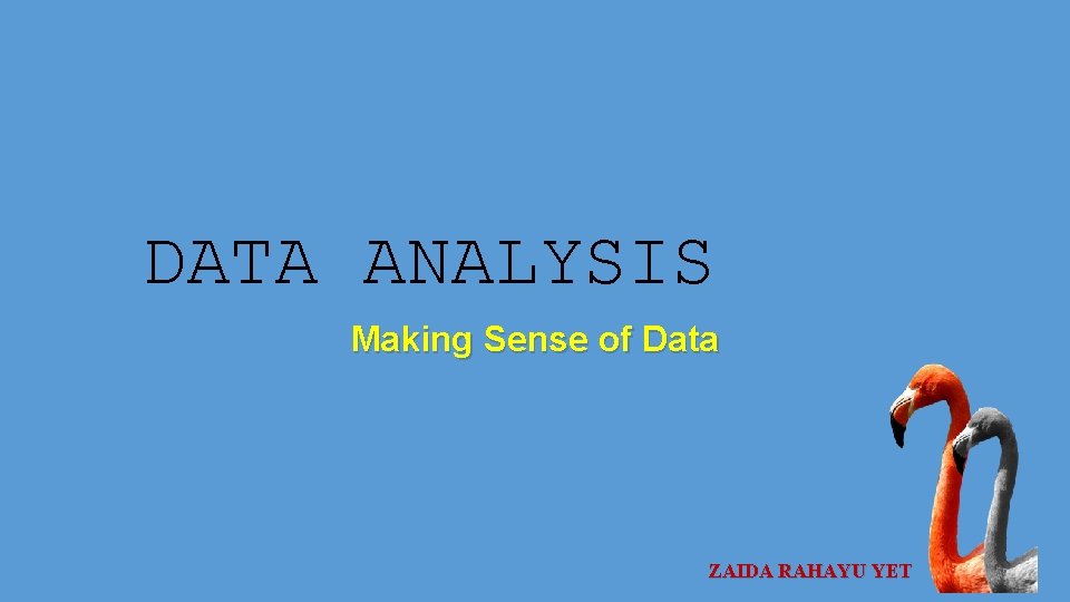 DATA ANALYSIS Making Sense of Data ZAIDA RAHAYU YET 