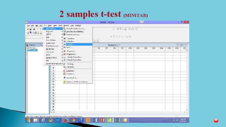 2 samples t-test (MINITAB) 