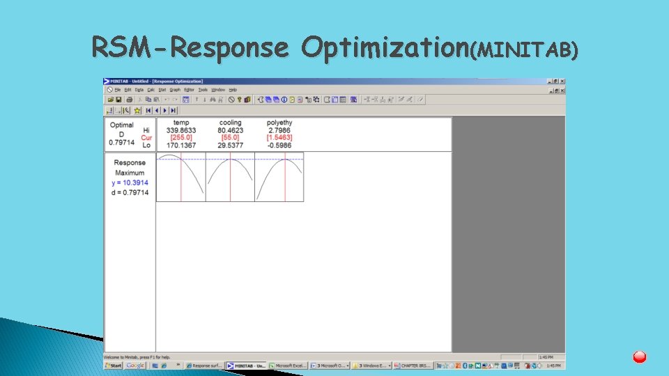 RSM-Response Optimization(MINITAB) 