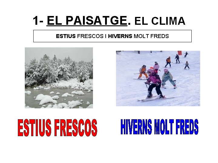 1 - EL PAISATGE. EL CLIMA ESTIUS FRESCOS I HIVERNS MOLT FREDS 