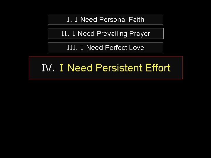 I. I Need Personal Faith II. I Need Prevailing Prayer III. I Need Perfect