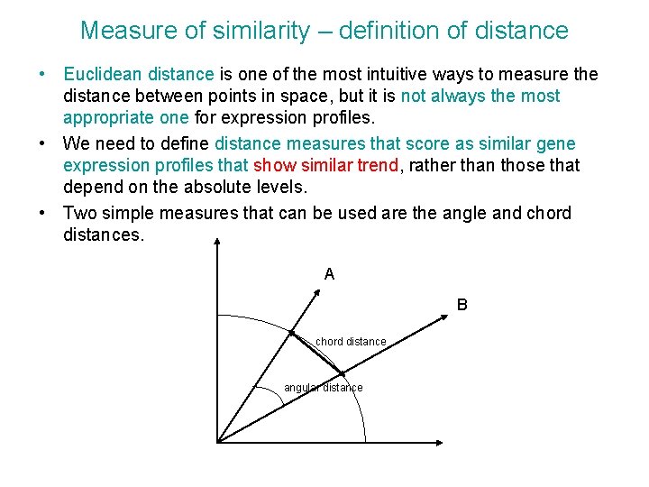 Measure of similarity – definition of distance • Euclidean distance is one of the