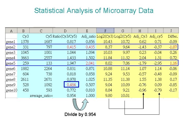 Statistical Analysis of Microarray Data Divide by 0. 954 