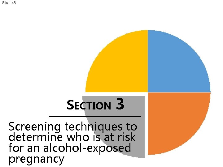 Slide 43 SECTION 3 Screening techniques to determine who is at risk for an