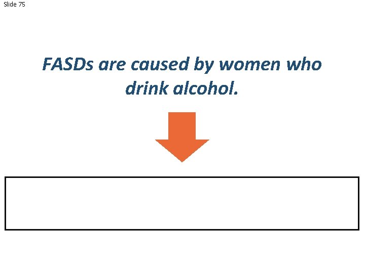 Slide 75 FASDs are caused by women who drink alcohol. 