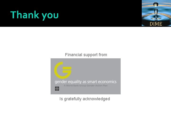 Thank you Financial support from Is gratefully acknowledged 