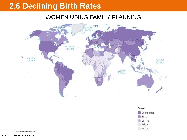 2. 6 Declining Birth Rates WOMEN USING FAMILY PLANNING © 2013 Pearson Education, Inc.