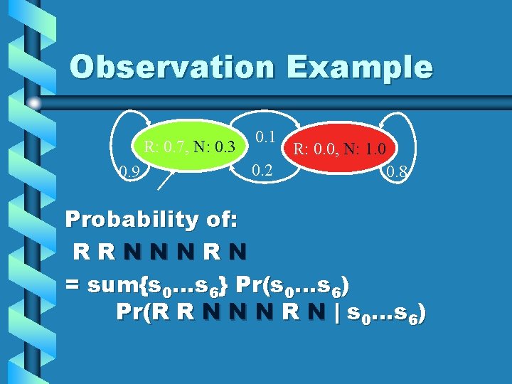 Observation Example R: 0. 7, N: 0. 3 0. 9 0. 1 0. 2