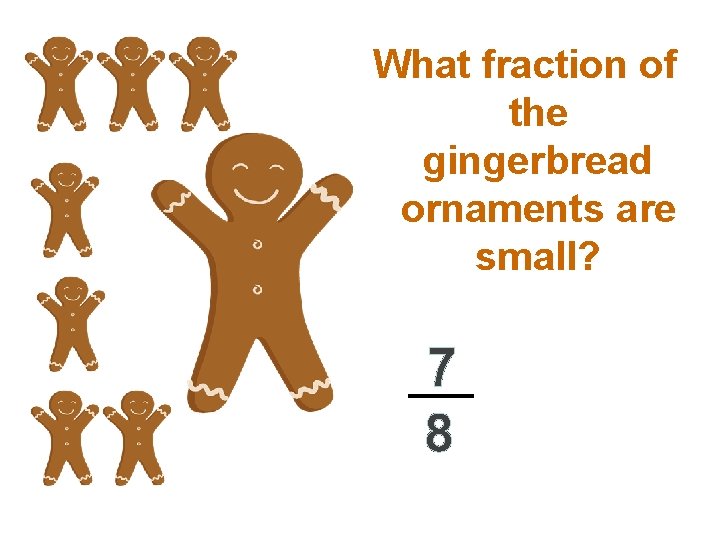 What fraction of the gingerbread ornaments are small? 7 8 