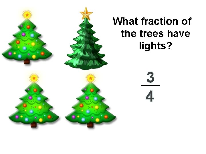 What fraction of the trees have lights? 3 4 