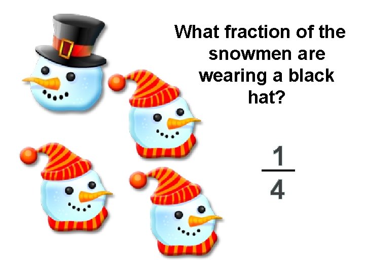 What fraction of the snowmen are wearing a black hat? 1 4 