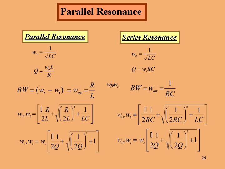 Parallel Resonance Series Resonance 26 