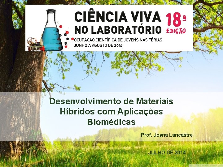 Desenvolvimento de Materiais Híbridos com Aplicações Biomédicas Prof. Joana Lancastre JULHO DE 2014 
