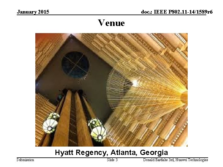 January 2015 doc. : IEEE P 802. 11 -14/1589 r 6 Venue Hyatt Regency,