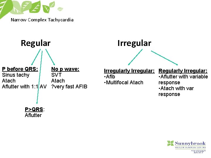 Narrow Complex Tachycardia Regular P before QRS: Sinus tachy Atach Aflutter with 1: 1