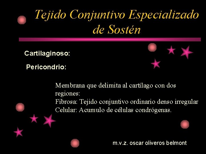 Tejido Conjuntivo Especializado de Sostén Cartilaginoso: Pericondrio: Membrana que delimita al cartílago con dos