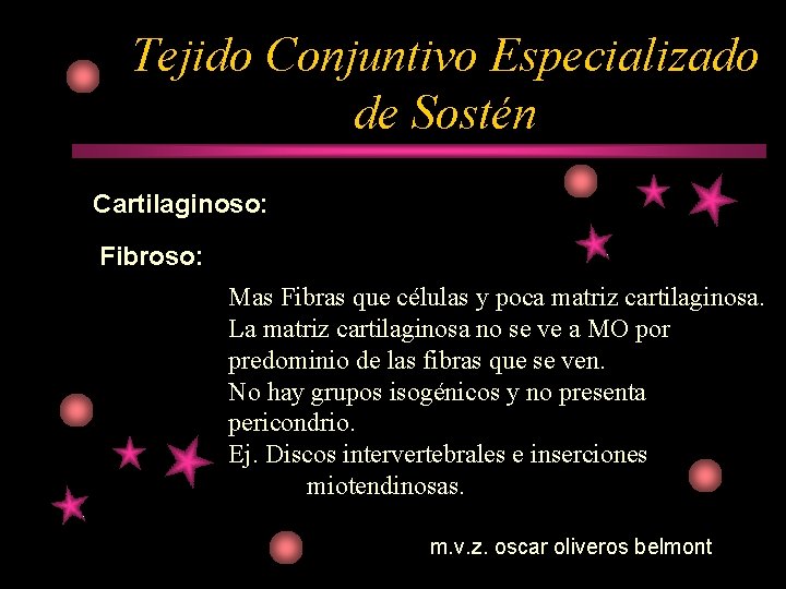 Tejido Conjuntivo Especializado de Sostén Cartilaginoso: Fibroso: Mas Fibras que células y poca matriz