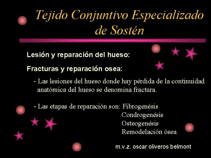 Tejido Conjuntivo Especializado de Sostén Lesión y reparación del hueso: Fracturas y reparación osea: