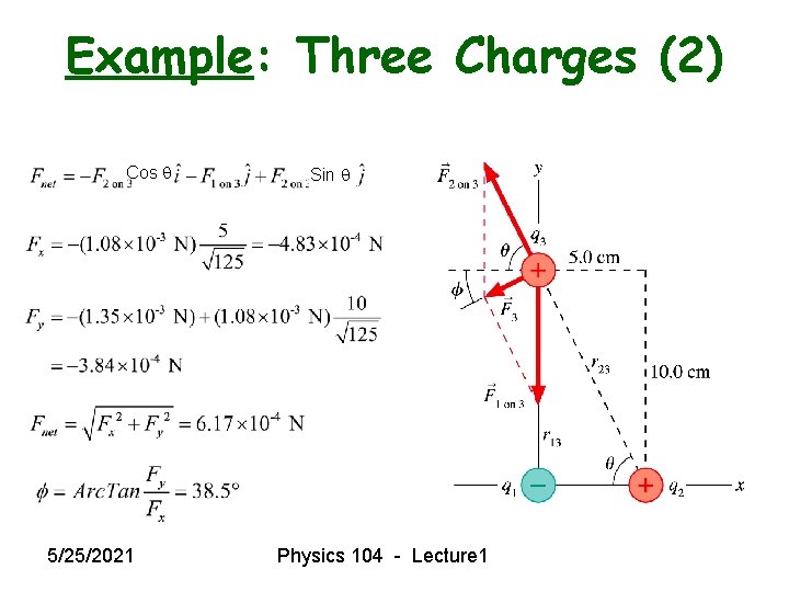 Example: Three Charges (2) Cos 5/25/2021 Sin Physics 104 - Lecture 1 