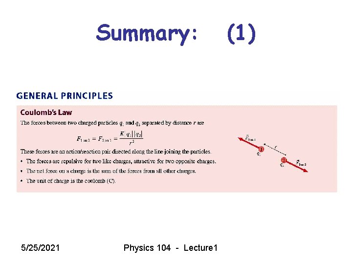 Summary: 5/25/2021 Physics 104 - Lecture 1 (1) 