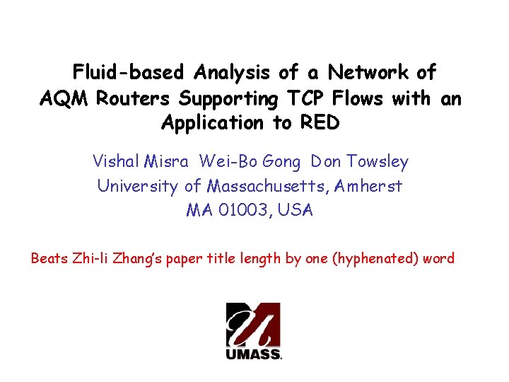 Fluid-based Analysis of a Network of AQM Routers Supporting TCP Flows with an Application