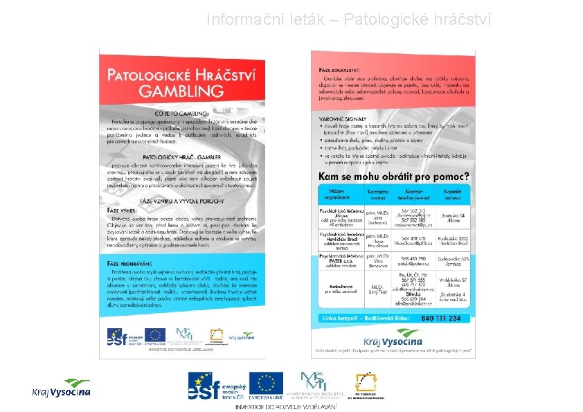 Informační leták – Patologické hráčství 