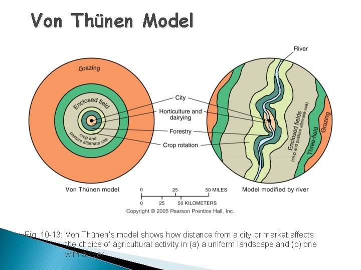 Von Thünen Model Fig. 10 -13: Von Thünen’s model shows how distance from a