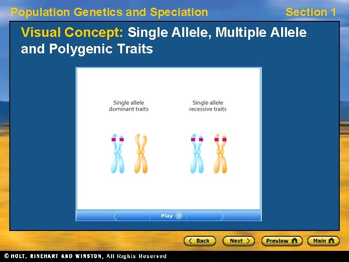 Population Genetics and Speciation Section 1 Visual Concept: Single Allele, Multiple Allele and Polygenic