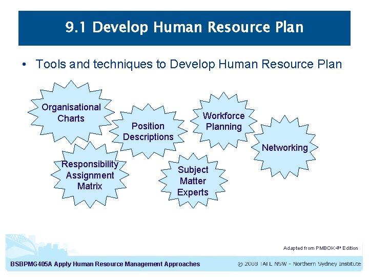 9. 1 Develop Human Resource Plan • Tools and techniques to Develop Human Resource