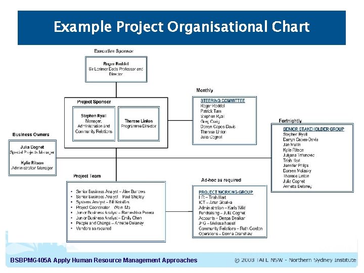 Example Project Organisational Chart BSBPMG 405 A Apply Human Resource Management Approaches 