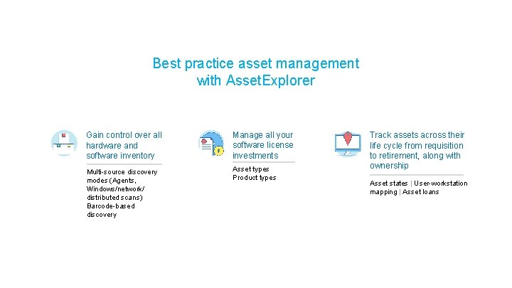 Best practice asset management with Asset. Explorer Gain control over all hardware and software