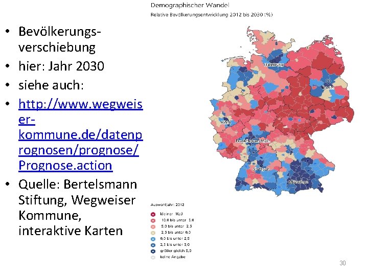  • Bevölkerungs verschiebung • hier: Jahr 2030 • siehe auch: • http: //www.