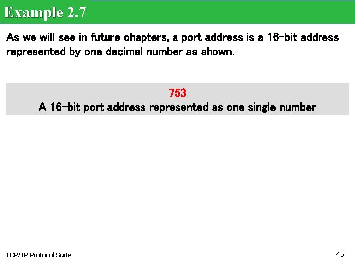 Example 2. 7 As we will see in future chapters, a port address is