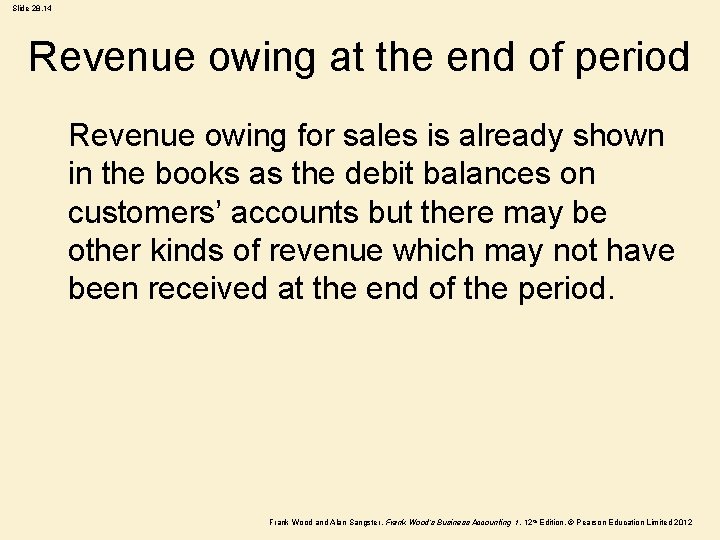 Slide 28. 14 Revenue owing at the end of period Revenue owing for sales