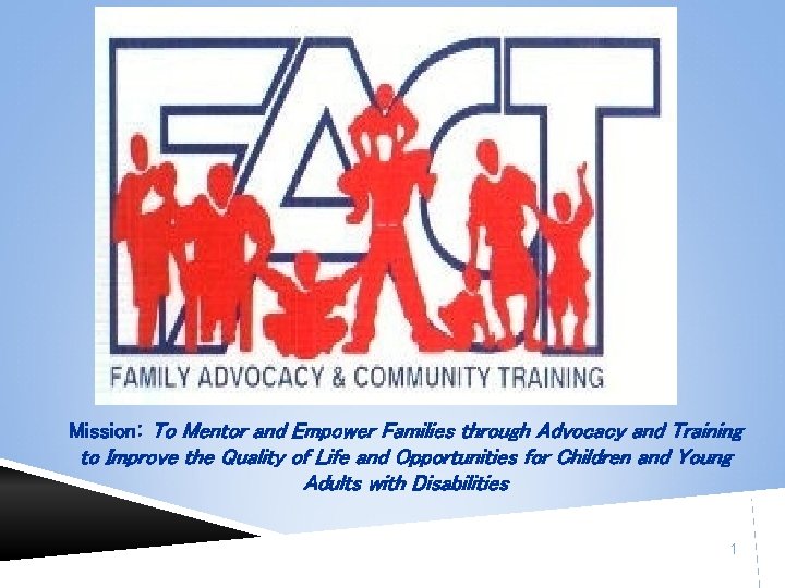 Mission: To Mentor and Empower Families through Advocacy and Training to Improve the Quality