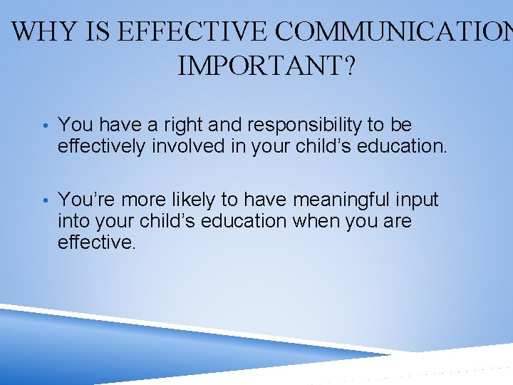 WHY IS EFFECTIVE COMMUNICATION IMPORTANT? • You have a right and responsibility to be