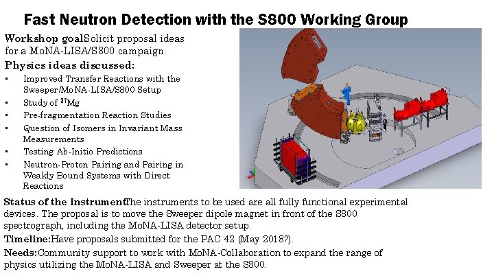 Fast Neutron Detection with the S 800 Working Group Workshop goal: Solicit proposal ideas
