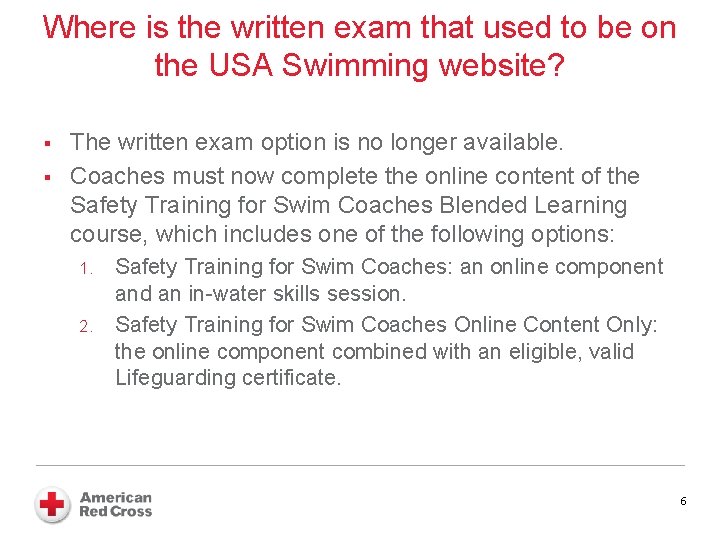 Where is the written exam that used to be on the USA Swimming website?