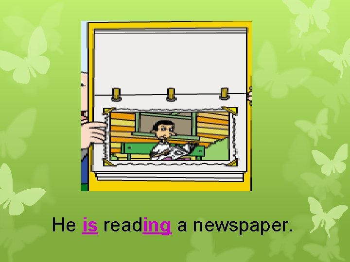 He is reading a newspaper. 