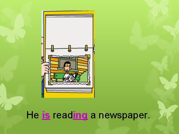 He is reading a newspaper. 