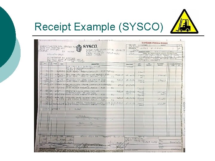 Receipt Example (SYSCO) 